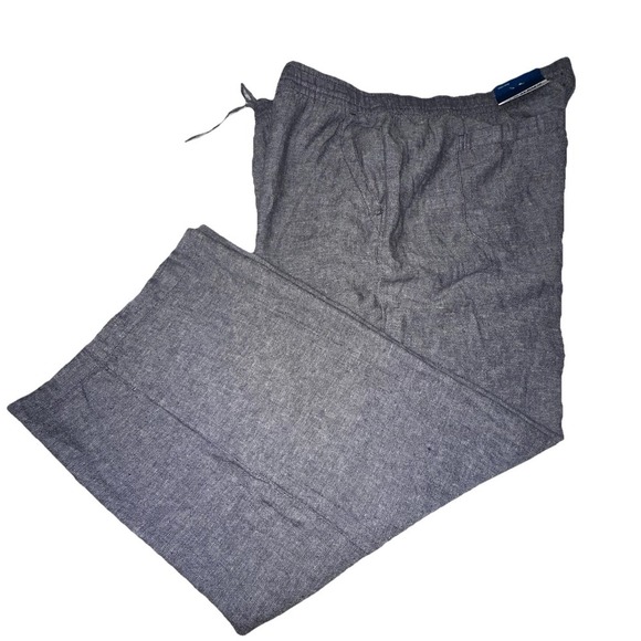 Old Navy Pants Women XL Black Linen Blend Cropped Drawstring 36x26 High Rise NEW - Picture 1 of 6